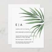 Budget Tropische Palm Leaf Minimal Wedding Invite (Voorkant / Achterkant)