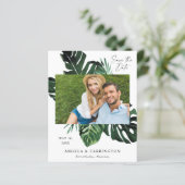 Budget Tropische Palm Leaf Photo Save the Date (Staand voorkant)