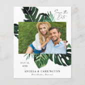 Budget Tropische Palm Leaf Photo Save the Date (Voorkant)