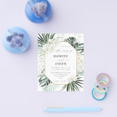 Budget Tropische Palm & Witte Bloemen Bruiloft Flyer (Enkel)