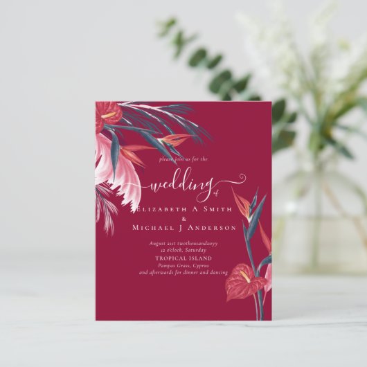 BUDGET Tropische Pampas Grass Navy Berry Wedding (Staand voorkant)