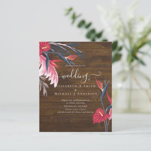 BUDGET Tropische Pampas Grass Navy Berry Wedding (Staand voorkant)