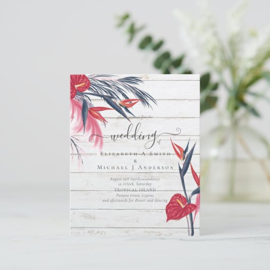 BUDGET Tropische Pampas Grass Navy Berry Wedding (Staand voorkant)