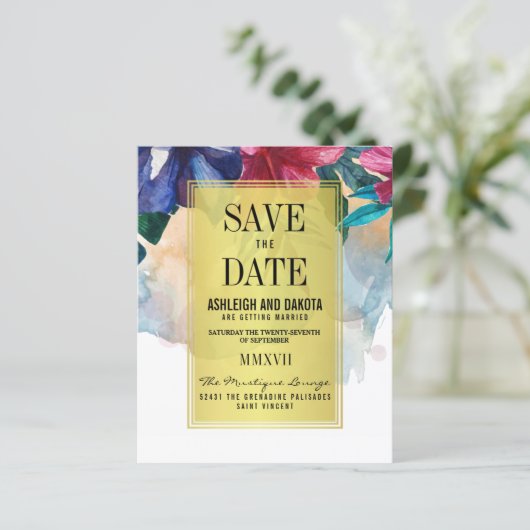 Budget Tropische Waterverf Bloemen Sla de Datum Va (Staand voorkant)