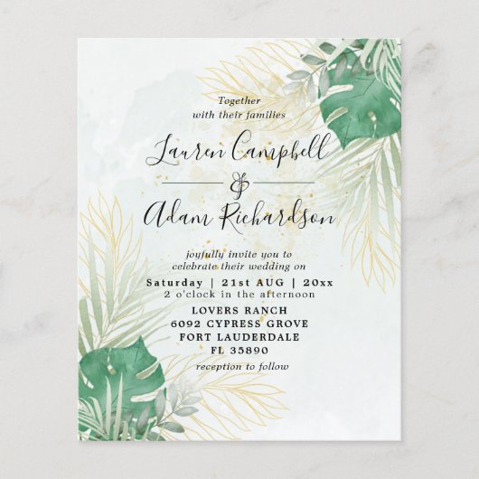 Budget Tropische Waterverf Weddenschap (Voorkant)