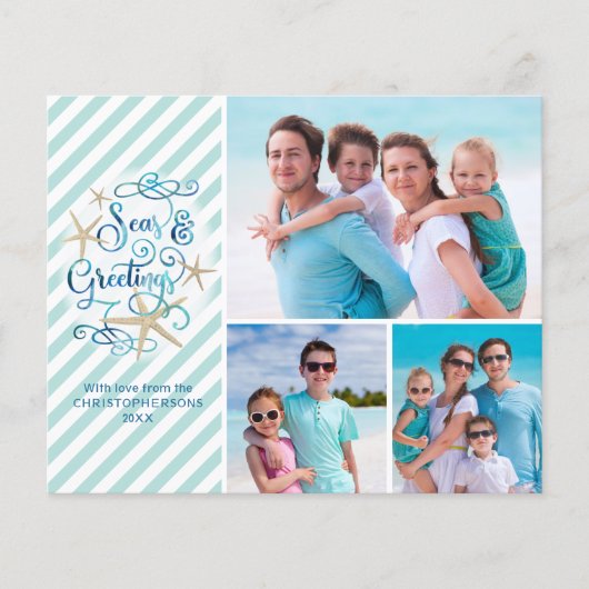 Budget Tropische Zeeen en Groeten 3 Fotokaart (Voorkant)