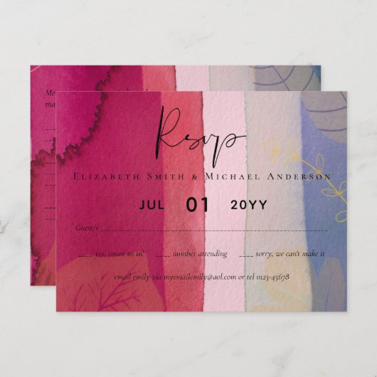 BUDGET Trouw Bes Berry Rood Paars Waterverf Briefkaart (Voorkant / Achterkant)