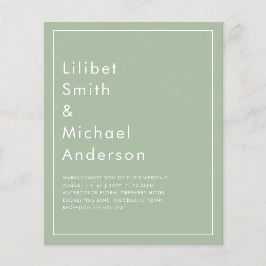 BUDGET Trouw Sage Appelgroen Monochroom Tekst (Voorkant)