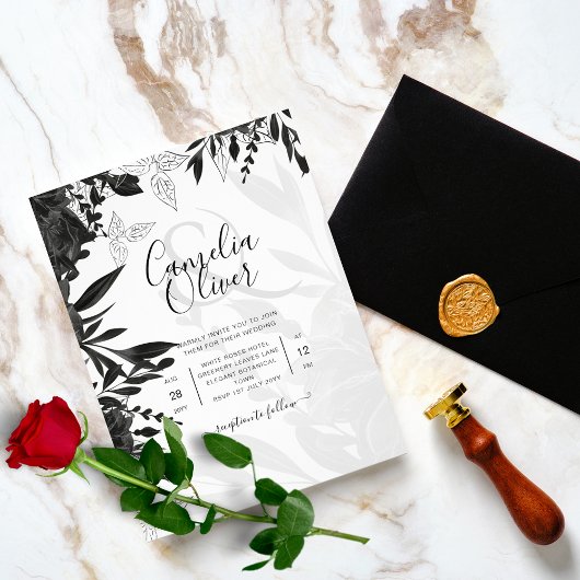 BUDGET Trouw Uitnodiging Zwarte Rozen Gotisch Flyer