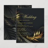 Budget Trouwen Goud en Zwarte Tropische Bladeren (Voorkant / Achterkant)