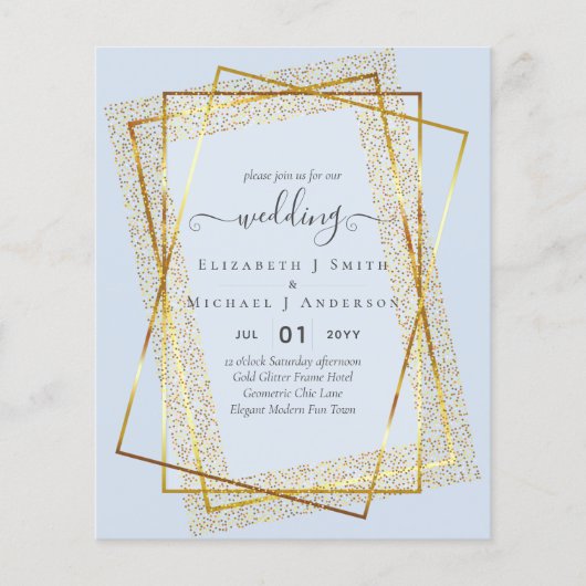 BUDGET TROUWKAARTEN  Goud Glitter Geometrisch Flyer (Voorkant)