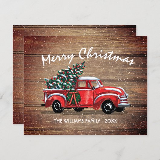 Budget  Truck Rustic Merry-kerstkaart (Voorkant / Achterkant)