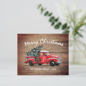 Budget Truck Rustic Merry-kerstkaart (Staand voorkant)