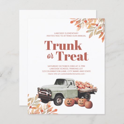 Budget Trunk of Treat Halloween Pumpkin Invitation (Voorkant / Achterkant)