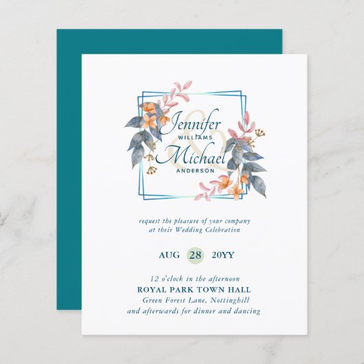 BUDGET Tuin Bladeren Herfst Trouw Uitnodigingen Tu (Voorkant / Achterkant)