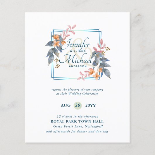 BUDGET Tuin Bladeren Herfst Trouw Uitnodigingen Tu (Voorkant)