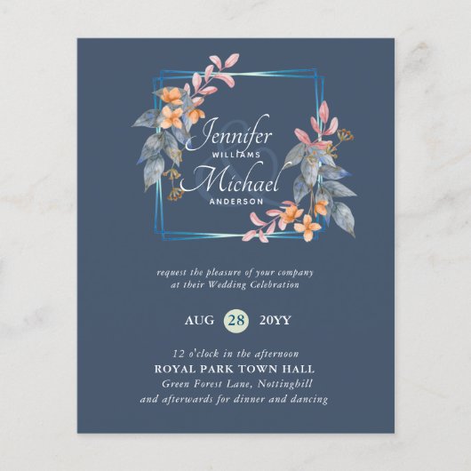 BUDGET Tuin Bladeren Herfst Trouw Uitnodigingen Tu (Voorkant)