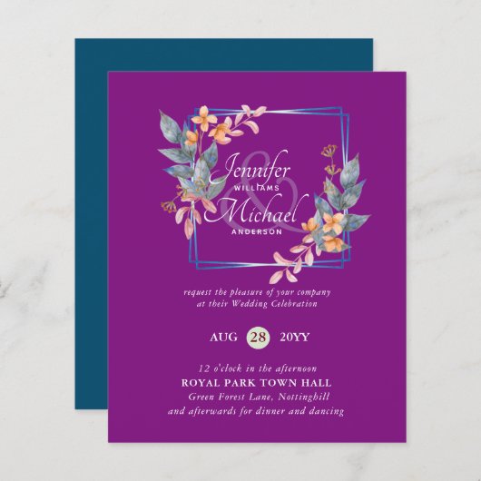 BUDGET Tuin Bladeren Herfst Trouw Uitnodigingen Tu (Voorkant / Achterkant)