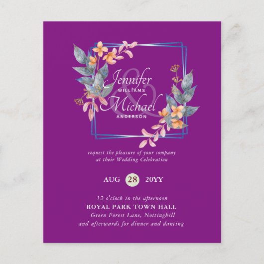 BUDGET Tuin Bladeren Herfst Trouw Uitnodigingen Tu (Voorkant)