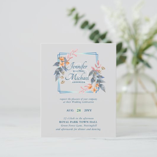 BUDGET Tuin Bladeren Herfst Trouw Uitnodigingen Tu (Staand voorkant)