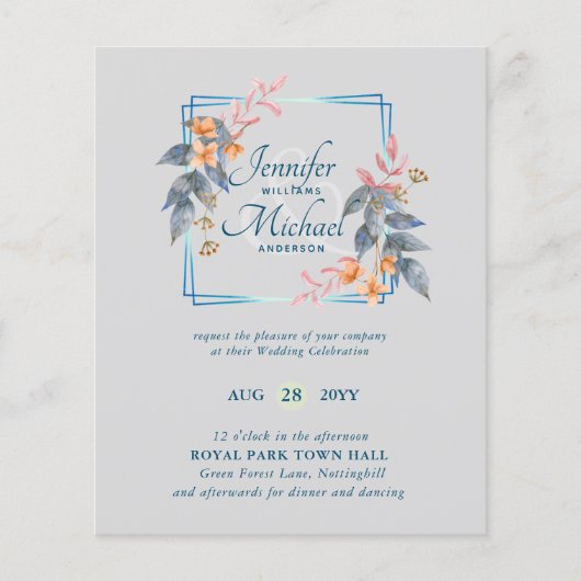 BUDGET Tuin Bladeren Herfst Trouw Uitnodigingen Tu (Voorkant)