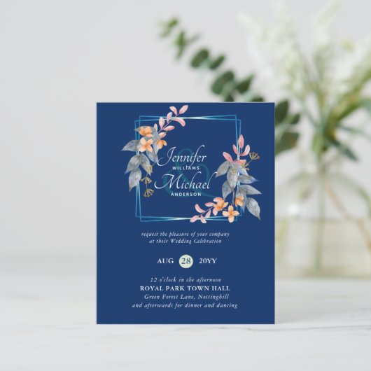 BUDGET Tuin Bladeren Herfst Trouw Uitnodigingen Tu (Staand voorkant)