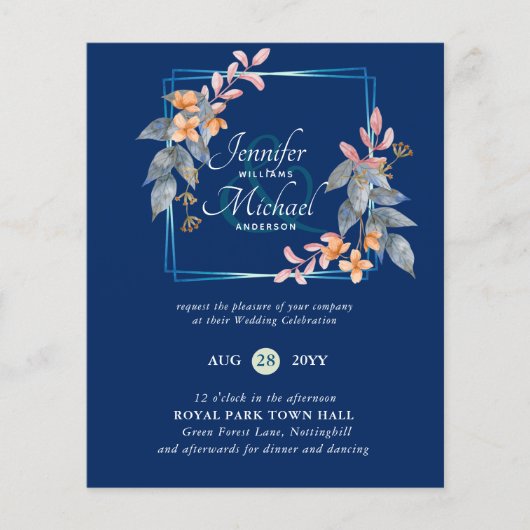 BUDGET Tuin Bladeren Herfst Trouw Uitnodigingen Tu (Voorkant)