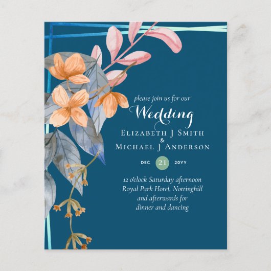 BUDGET Tuin Bladeren Herfst Trouw Uitnodigingen Tu (Voorkant)