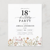 Budget Tuin Bloemen 18e Verjaardag Uitnodiging Flyer (Voorkant)
