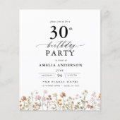 Budget Tuin Bloemen 30e verjaardag Uitnodiging (Voorkant)