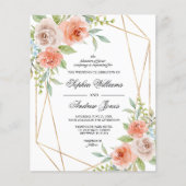 Budget Tuin Roos & Goud Lijst Huwelijksuitnodiging (Voorkant)