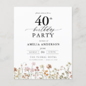 Budget Tuin Wilde Bloemen 40e Verjaardagsuitnodigi Flyer (Voorkant)