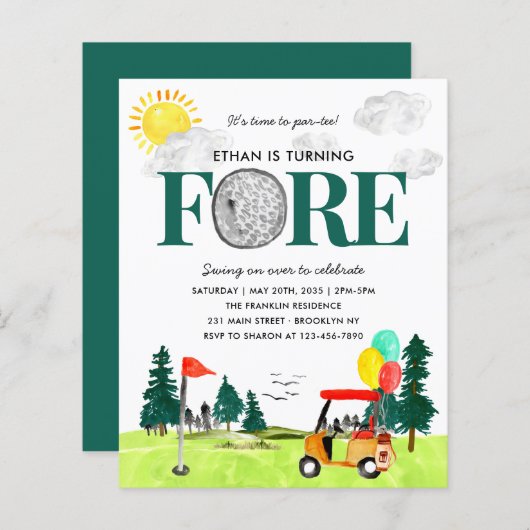 Budget Turning FOREL Golf Par-t-shirt 4th Birthday (Voorkant / Achterkant)