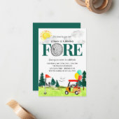 Budget Turning FOREL Golf Par-t-shirt 4th Birthday Notitiekaartje (Voorkant / Achterkant in situ)