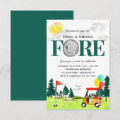 Budget Turning FOREL Golf Par-t-shirt 4th Birthday Notitiekaartje (Voorkant / Achterkant)