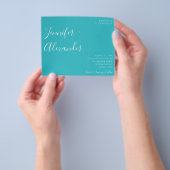 Budget Turquoise Blauwe Calligrafie Foto Bruiloft Flyer (Hand)