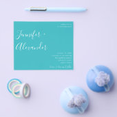 Budget Turquoise Blauwe Calligrafie Foto Bruiloft Flyer (Enkel)
