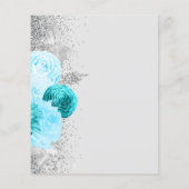 Budget Turquoise Bloem Silver Glitter Bruiloft (Achterkant)