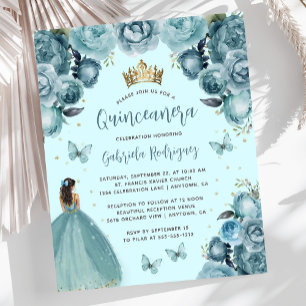 Budget Turquoise Bloemenkroon Princess Quinceañera