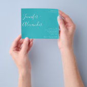 Budget Turquoise Blue Calligraphy Photo Wedding Flyer (Hand)