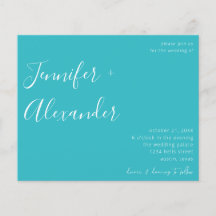 Budget Turquoise Blue Calligraphy Photo Wedding