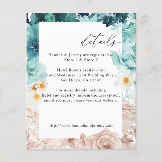 Budget Turquoise & Blush Pink Floral Flyer (Voorkant)
