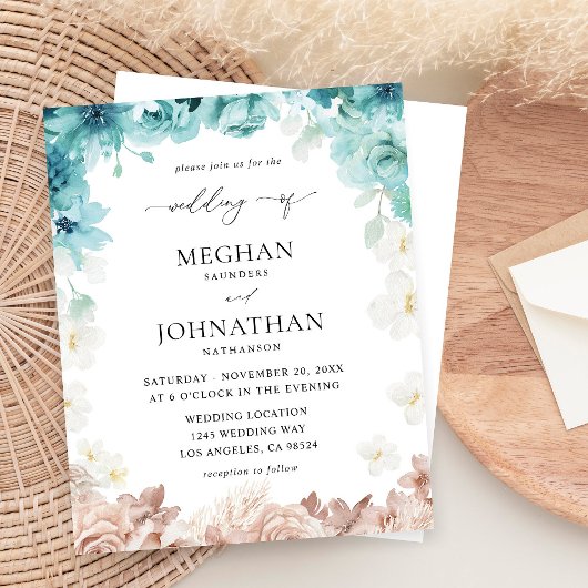 Budget Turquoise & Blush Pink Floral Wedding