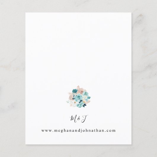 Budget Turquoise & Blush Pink Floral Wedding 2 Flyer (Achterkant)