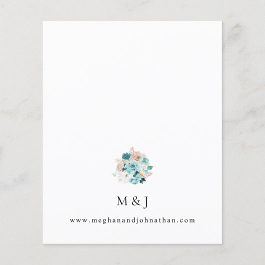Budget Turquoise & Blush Pink Floral Wedding Flyer (Achterkant)