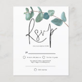 Budget Turquoise Eucalyptus Elegant Script RSVP (Voorkant)