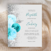 Budget Turquoise Floral Silver Glitter Wedding