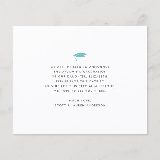 Budget Turquoise Foto Opslaan Datum Afstudeer Uitn (Achterkant)