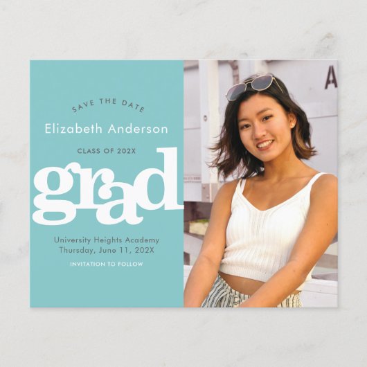 Budget Turquoise Foto Opslaan Datum Afstudeer Uitn (Voorkant)