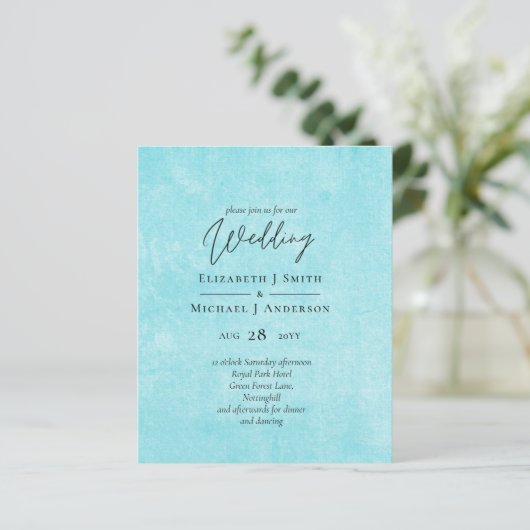 BUDGET Turquoise Geel Schrift Huwelijk (Staand voorkant)